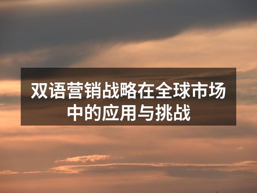 双语营销战略在全球市场中的应用与挑战
