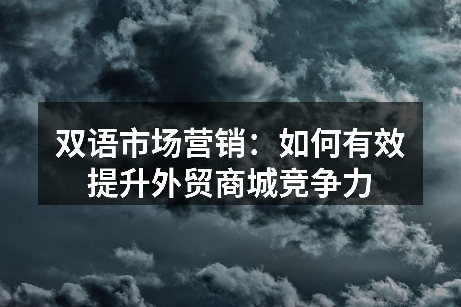 双语市场营销：如何有效提升外贸商城竞争力